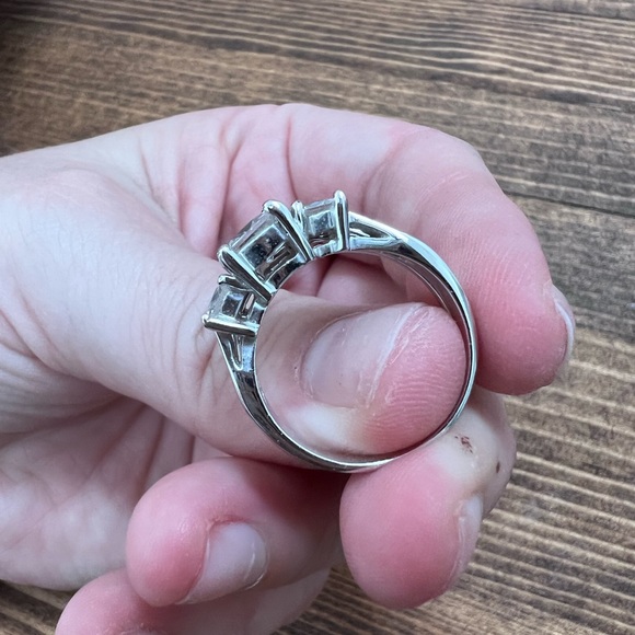 Silver Plated Cubic Zirconia Wedding Ring Set - Picture 2 of 3